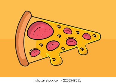 ilustración de una pieza diseño de vector de pizza fondo amarillo