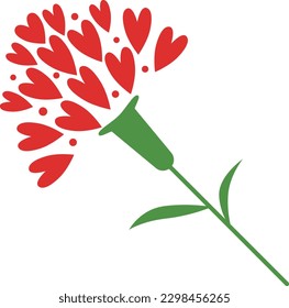 Illustration of one red carnation for Mother's Day