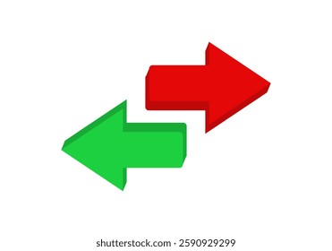 Illustration of one red and one green arrow pointing in opposite directions, symbolizing contrast or choice.