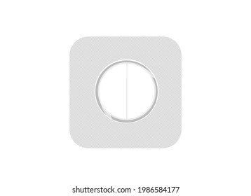 Illustration of one round white pill in a blister