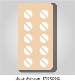 Illustration of one sachet pill. Vector illustration of the world of health and pharmacy.