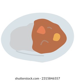 Illustration einer Portion Curry und Reis mit einfacher Verformung