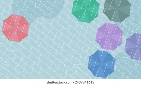 Illustration of one side of an umbrella seen from above in the rain