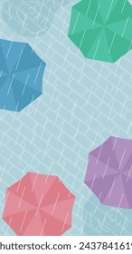Illustration of one side of an umbrella seen from above in the rain