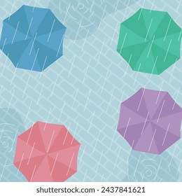 Illustration of one side of an umbrella seen from above in the rain