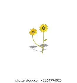 Illustration of one standing sunflower