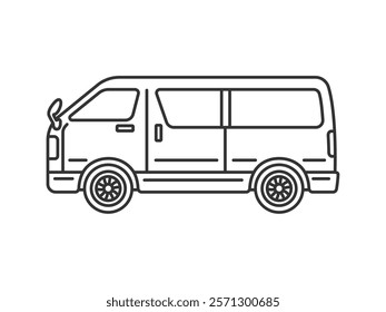 Illustration of a one-box car (line drawing) seen from the side.