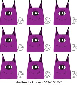 illustration of a one-eyed cute purple monster on a white background