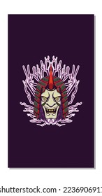 illustration of oni boss with thunder element