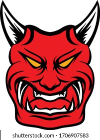 illustration of oni mask inspired by japanese culture available for your project
