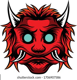 Illustration der oni-Maske, inspiriert von der japanischen Kultur, die für Ihr Projekt zur Verfügung steht