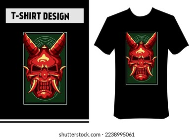 illustration of oni mask for t-shirt, vector design, with street wear concept. suitable for printing on t-shirts, apparel, merchandise, posters, stickers, hoodies, banners.