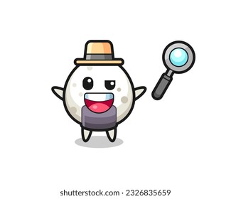 illustration of the onigiri mascot as a detective who manages to solve a case , cute style design for t shirt, sticker, logo element