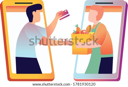 Illustration of onine transactiion using card payment method