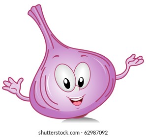 Ilustração de um Personagem de Cebola Gestando Algo com Suas Mãos