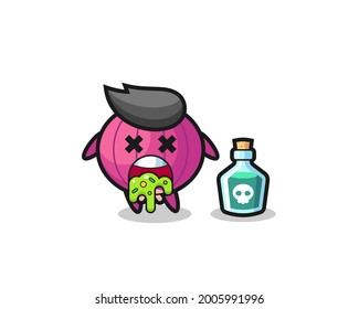 illustration of an onion character vomiting due to poisoning , cute style design for t shirt, sticker, logo element
