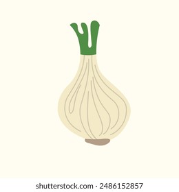 Ilustración de una cebolla en un estilo plano. Imagen aislada en un fondo. Vector gráfico.