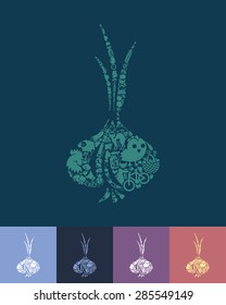 illustration of the onion with icons composition