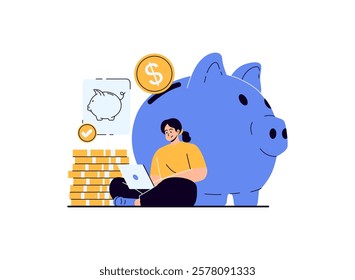 Illustration of an Online Banking Piggy Bank