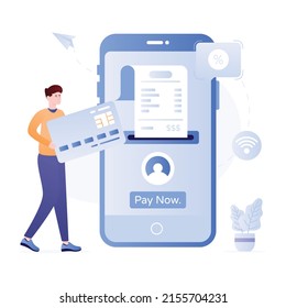 An illustration of online billing in flat style 

