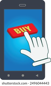 Illustration of Online buy icon designed in Mobile screen. Online shopping concept vector on mobile