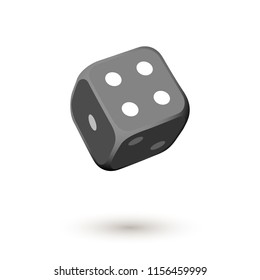 illustration Online casino banner with black playing dice poker Isolated white background surface table. Marketing Luxury Banner Jackpot Casino with poker black dice. Advertising poster
