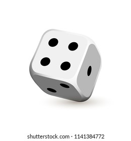 illustration Online casino banner with white playing dice poker Isolated white background surface table. Marketing Luxury Banner Jackpot Casino with poker white dice. Advertising poster