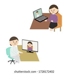 Illustration of online doctor consultation.