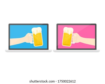 
Illustration of an online drinking party.