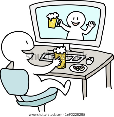 Illustration of online drinking party