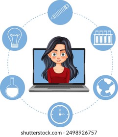 Illustration of online learning and educational tools