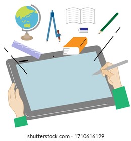 Illustration of online learning using a tablet