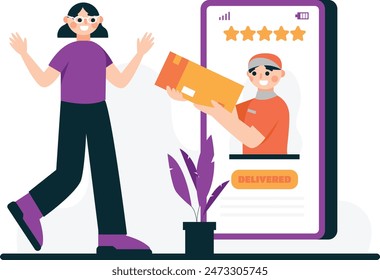 Illustration of online package delivery