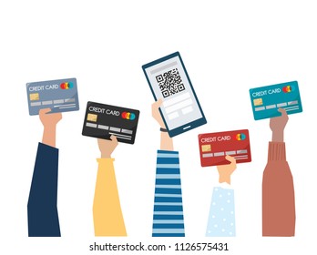 Illustration of online payment with credit card