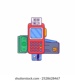 Ilustração Pagamento online com cartão de crédito cartoon. Pagamento de vetor online. Compras de ícones com cartão de crédito. Adequado para aplicativos de negócios, finanças e ícones