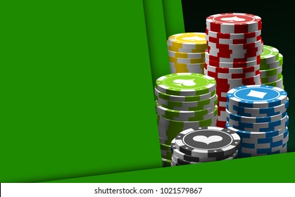 illustration Online Poker casino banner with a chips and dice. Marketing Luxury Banner Jackpot Online Casino with flat paper cloud for text. Empty advertising poster.