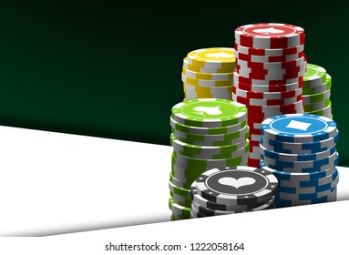 illustration Online Poker casino banner with a chips and dice. Marketing Luxury Banner Jackpot Online Casino with flat paper cloud for text. Empty advertising poster.