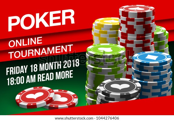 Illustration Online Poker Casino Banner Chips Stock Vector