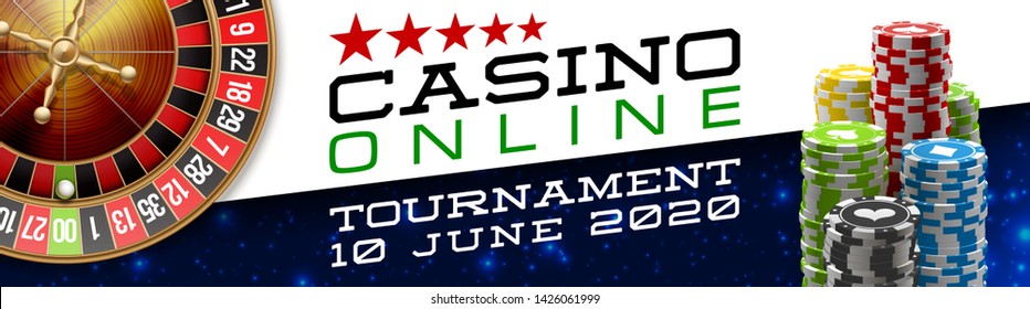 illustration Online Poker night casino banner with realistic american roulette on blue space. Marketing Luxury blue Banner Jackpot Online night Casino with 3d classic roulette. Advertising poster set.