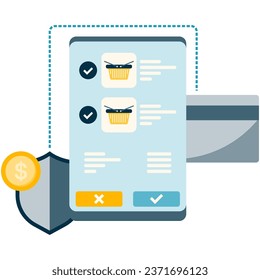 illustration of the online purchasing process, payment process in e-commerce