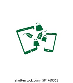 Illustration of Online Shop Using Mobile Phone Design Template