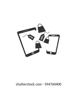 Illustration of Online Shop Using Mobile Phone Design Template
