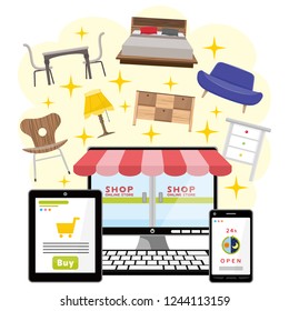 Illustration of online shopping.