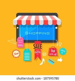 illustration of online shopping and sale concept