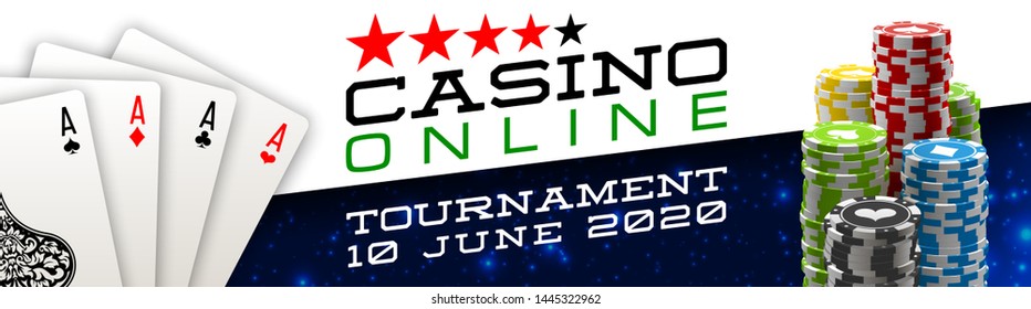 illustration Online web casino banner with american Poker playing cards on blue background. Marketing Luxury blue space Banner Poker playing cards. Advertising poster set Online web Casino Jackpot