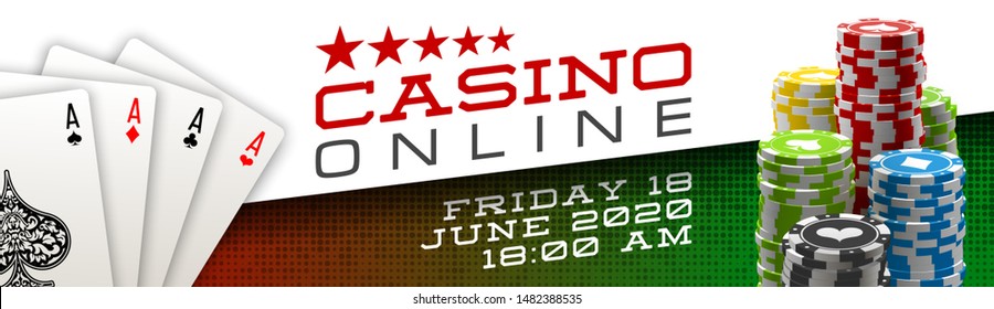 illustration Online web casino banner with american Poker playing cards on red background. Marketing Luxury red space Banner Poker playing cards. Advertising poster set Online web Casino Jackpot