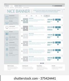 Illustration of the online web store with visualization of e-commerce. Editable design, a lot of details.