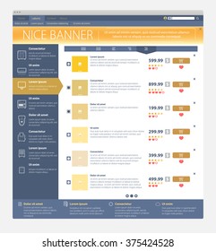 Illustration of the online web store with visualization of e-commerce. Editable design, a lot of details.
