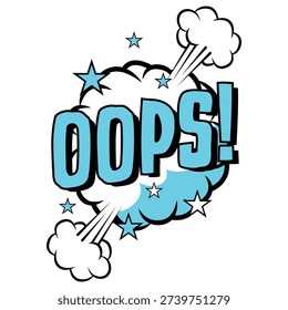 The Illustration of Oops Blue Cloud Comic Pop Art