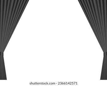 Illustration of open black curtains